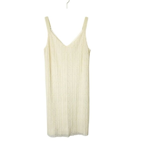 Anthropologie Meadow Rue Ivory Dress Womens Size 6 Pleated Sleeveless Slip - Picture 1 of 9